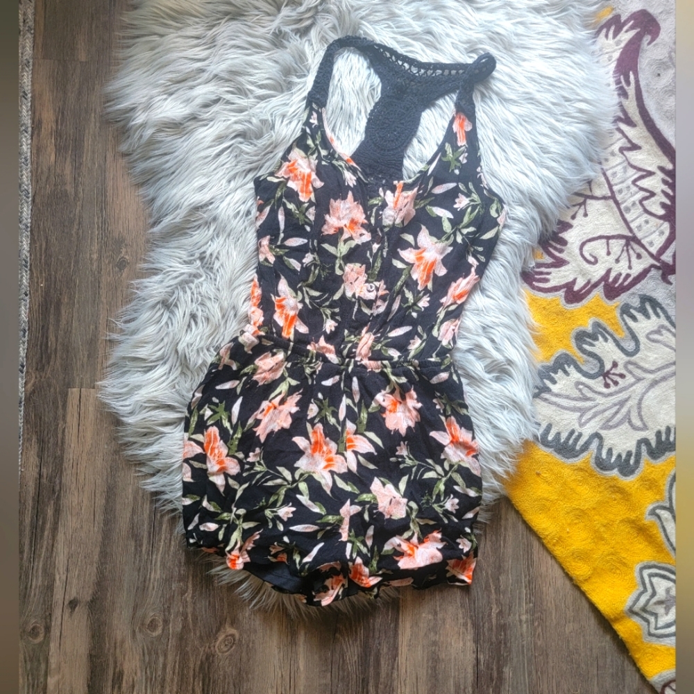 Floral/crochet romper